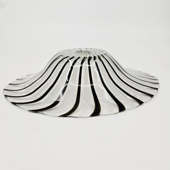 DINO MARTENS MCM MURANO ART GLASS MEZZA FILIGRANA BIANCO NERO FREEFORM OVAL BOWL - Picture 6 of 11